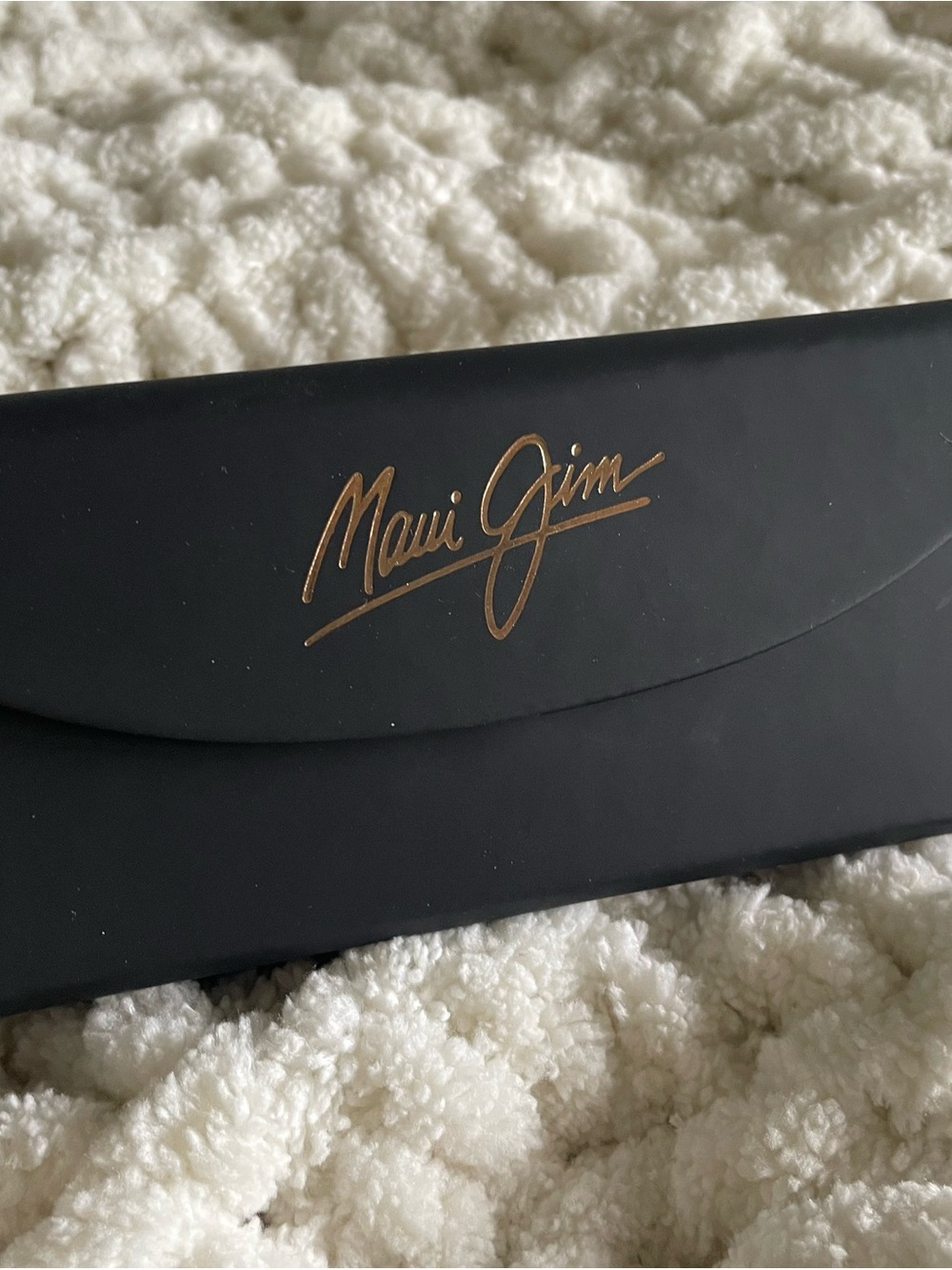 Maui Jim Black Sunglasses Case with Gold Script Logo